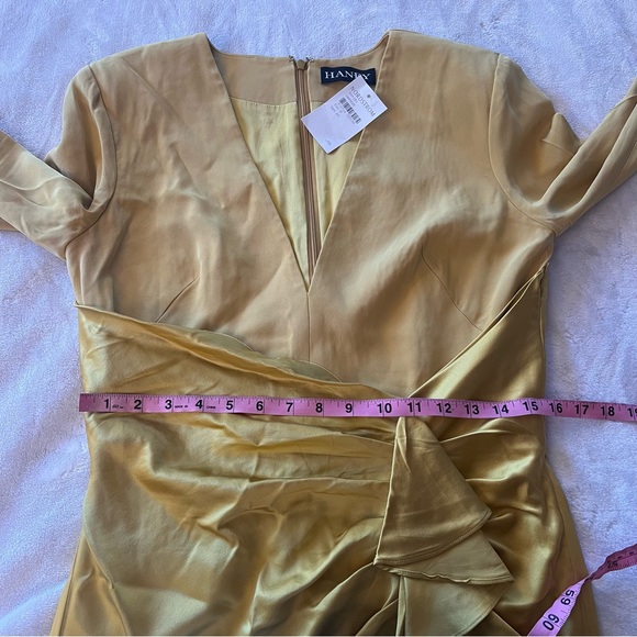 HANEY Designer 100% Silk Yellow Lilly Mini Dress - Picture 10 of 13